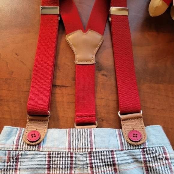 𝅺Marta y Paula Baby Boy Checked Shorts with Suspenders Size 6 Months 100% Cotto - Picture 2 of 7